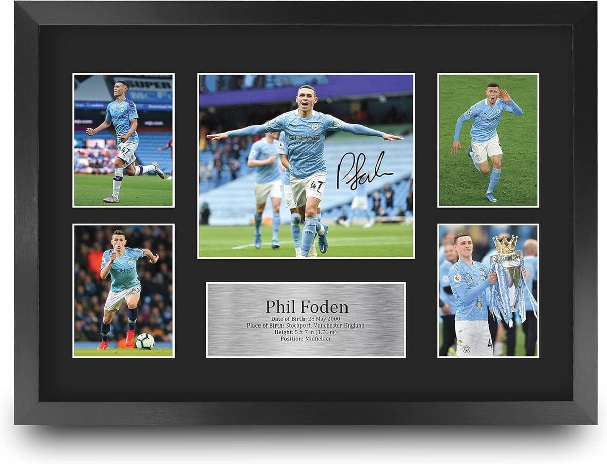 Ingelijste gesigneerde foto A3 voor voetbalfans