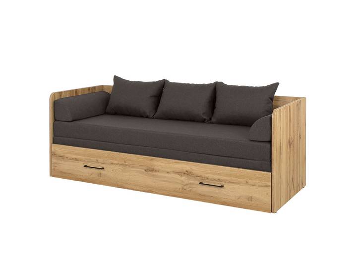 Bettsofa - Webstoff 150 x 200cm Webstoff Holz/Wotaneiche Dekor Eiche