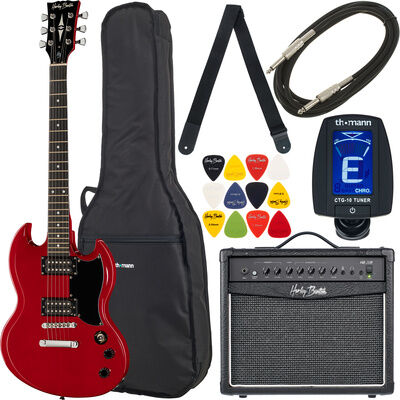 Harley Benton DC-200 CH Student Serie Bundle Cherry Hochglanz