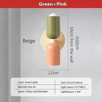 Friendly Fresh Finds Nordic Cream LED Wall Lamp Modern Double Head Minimalist Indoor Light be green Pink warm White