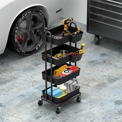 No "Heavy Duty 4-Tier Utility Rolling Cart - 12.25""D x 17""W x 37""H"