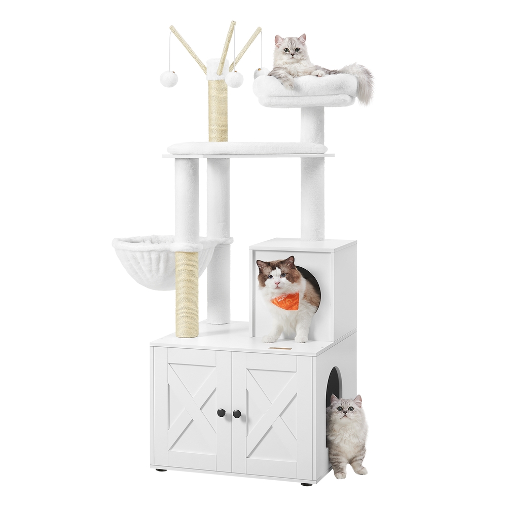 Feandrea Kratzbaum mit Katzenklo-Schrank 140 cm hoch PCT113W01
