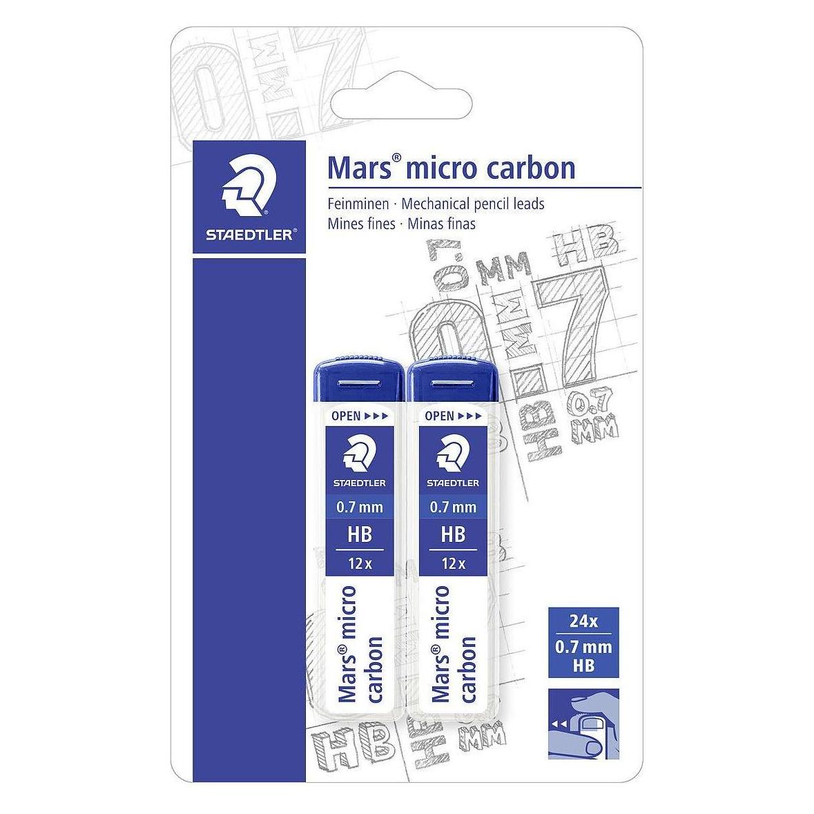 Staedtler Mars Micro Carbon Feinminen 0,7mm HB (0.70 mm, HB, 24x) (2507HBBK2D)