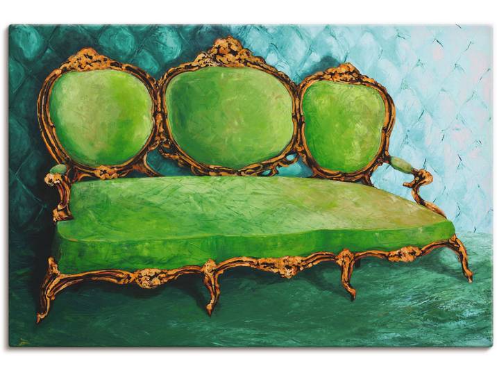 Leinwandbild ARTLAND Sofa grün , grün (farbe bild(er): grün), B:90cm H:60cm, Bilder, Leinwandbild, auf Holzrahmen gespannt
