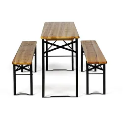 Gartenset - 2x Biergartengarnitur ohne Rückenlehne + 1x Tisch, klappbar