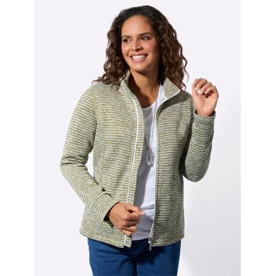 Fleecejacke CASUAL LOOKS, Damen, Gr. 44, grün (schilf, meliert), 100% Polyester, Besatz:8% Elasthan, 92% Polyester, meliert, Jacken Fleecejacke