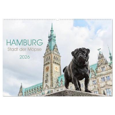 Hamburg - Stadt der Möpse (Wandkalender 2026 DIN A2 quer), CALVENDO Monatskalender