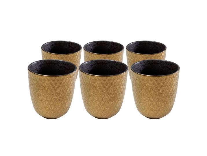 Tasse en céramique dorée et grise - lot de 6