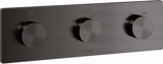 Kludi PushTronic Elektronisches Thermostat 38300N2-00 Unterputz, mit Feinbauset Brushed Gunmetal PVD