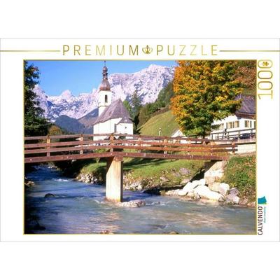 CALVENDO Puzzle Ramsau mit Pfarrkirche | 1000 Teile Lege-Größe 64x48cm Foto-Puzzle für glückliche Stunden
