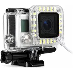 PowerGuard LED Ringlicht USB für GoPro Hero 3 3+ 4, Action Cam Zubehör, Weiss, Transparent