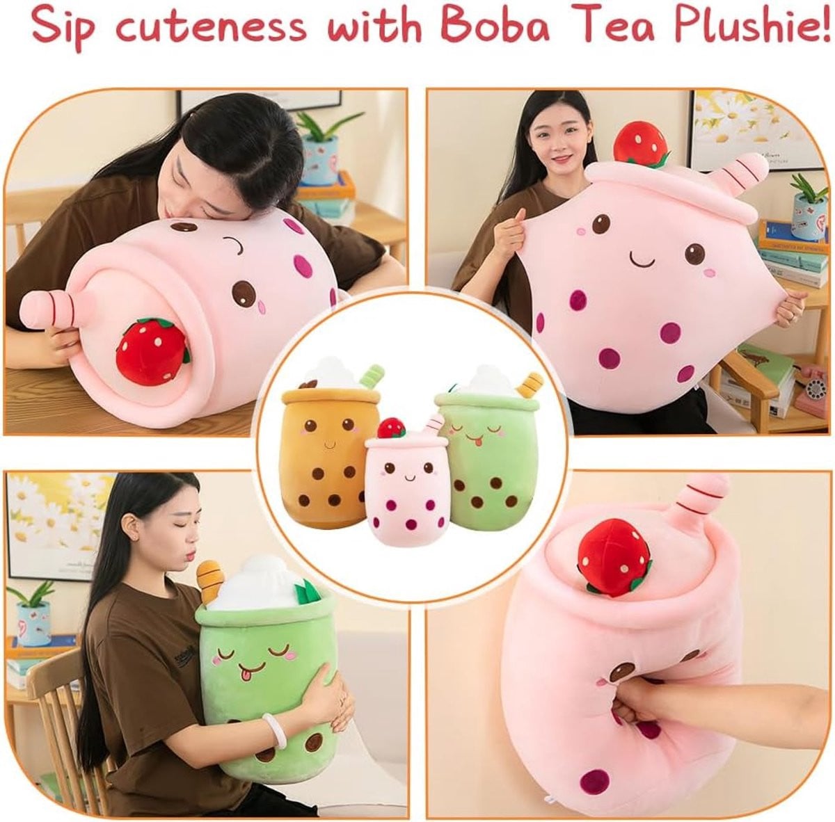 Boba Pluche Kussen voor Boba Liefhebbers, Roze, 50 cm