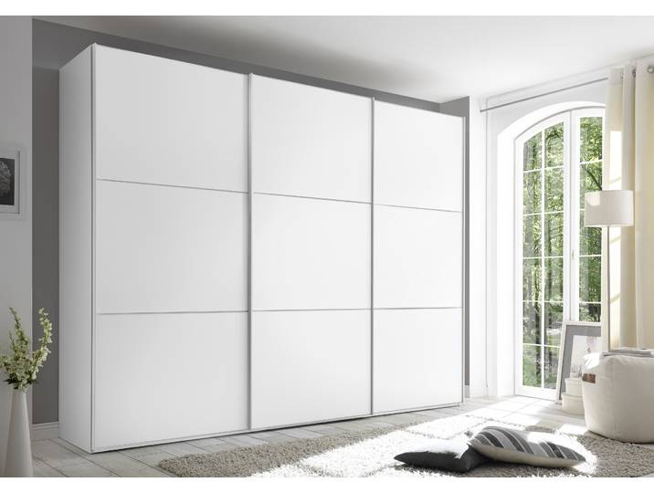 Schwebetürenschrank, Holzwerkstoff, Weiß, 280×222×68 cm, Soft-Close, Modern, Staud