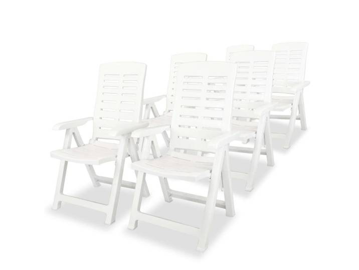 furnicato Gartenstuhl Verstellbare Gartenstühle Kunststoff 60x61x108 cm Weiß, 6er Set (6 St), Witterungsbeständige Sitzgruppe, klappbar und 4-fach neigbar