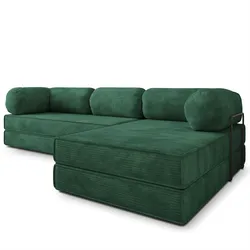 ECKSOFA ETERA modulares Boneless Sofa mit Schlaffunktion Grün Kordstoff