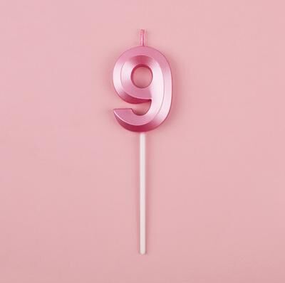 Multisell Products Hub Blue Pink Number Candles, Cake Topper For Birthday, Baby Shower Decorations pink No 9