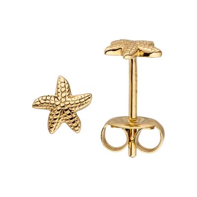 Paar Ohrstecker JOBO "Ohrringe Seestern", gelb (gelbgold 585), Ohrringe, Damen, 5,3mm, Gelbgold 585, 585 Gold