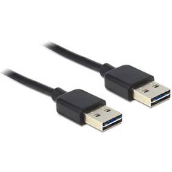 Delock USB-Kabel USB 2.0 USB-A Stecker, USB-A Stecker 5.00 m Schwarz beidseitig verwendbarer Stecker 83463
