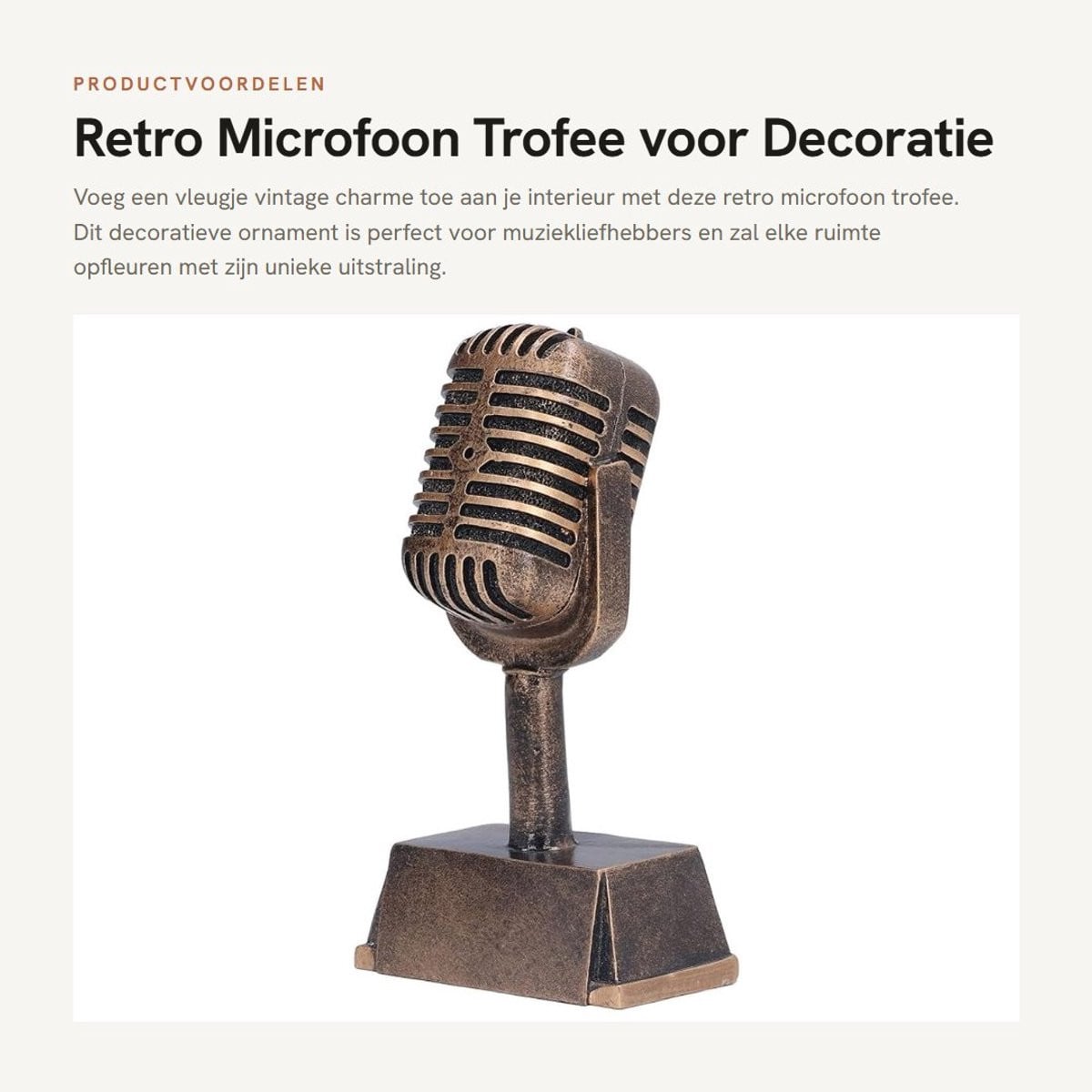 Dailygoods Retro Microfoon Vintage Trofee Decoratie Tafelornament voor in de Woonkamer
