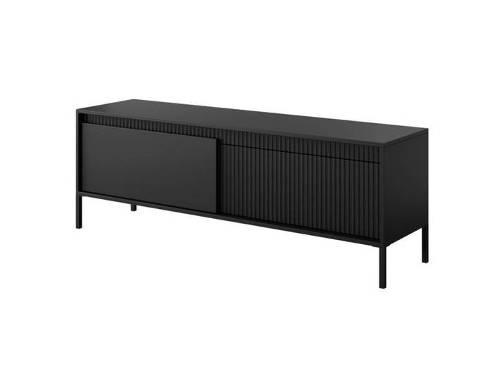 Sepro Meble Schrank Schwarz Enso Metallfüße, 153.5x53.4x39.5 cm, Wohnzimmer, TV Möbel, Lowboards, Lowboards stehend