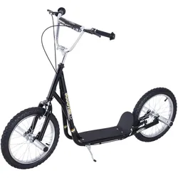 KINDERROLLER mit Luftreifen Scooter Roller Kinder Roller Kickboard 16'' Schwarz