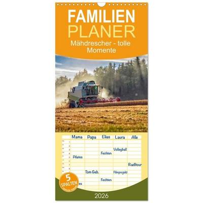 Familienplaner 2026 - Mähdrescher - tolle Momente mit 5 Spalten (Wandkalender, 21 x 45 cm) CALVENDO