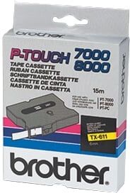 Brother TX-611 fita preto sobre amarelo 6 mm
