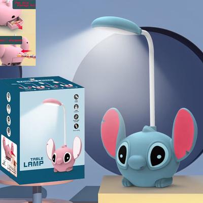 PRiME Cute Disney Lilo And Stitch LED Desk Lamp With Pencil Sharpener, Foldable USB Rechargeable Study Light Gift blue