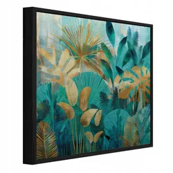 BILDER mit Rahmen Blätter Dschungel Grün 30x30 cm