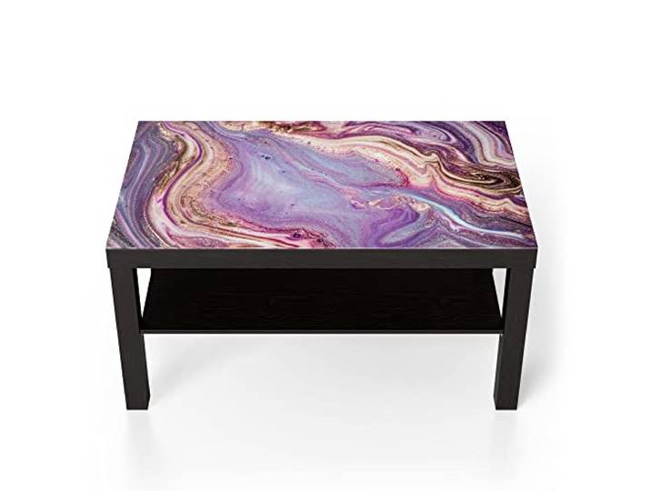 DEQORI Glastisch schwarz groß 90x50 cm Motiv Lebhaftes Paisleymuster ausgefallener Beistelltisch aus Glas Hochglanz Couchtisch fürs Wohnzimmer moderner Couch Tisch mit Design