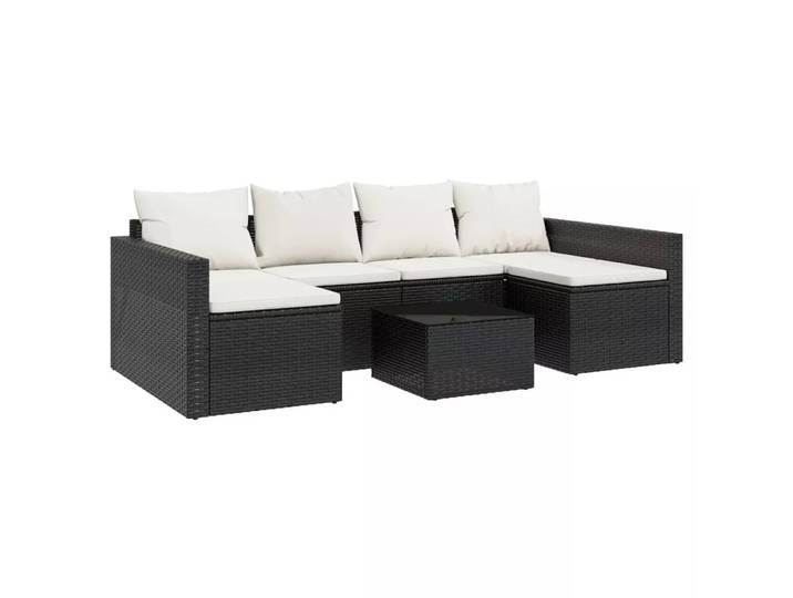 VidaXL - Garten lounge set poly-rattan, One Size, Schwarz