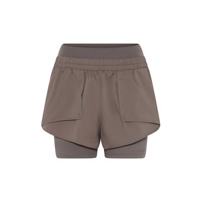 Trainingsshorts "Girlfriend Collective Fallon Trail Shorts", Damen, Gr. S, US-Größen, braun (falcon), 100% Polyester, GIRLFRIEND COLLECTIVE, slim fit, Hosen