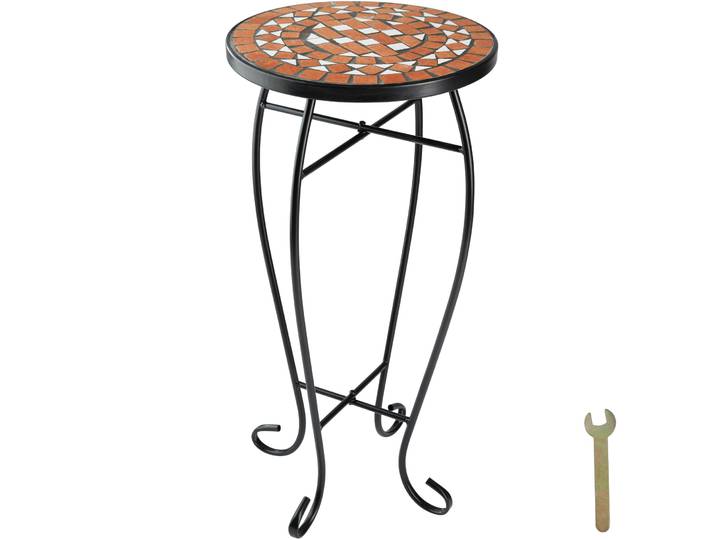 Balkontisch Blumenhocker mit Mosaikmuster 30x30x61,5cm - terracotta