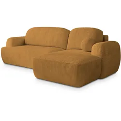 ECKSOFA MODENZA P R-S Gelb Kordstoff mit Schlaffunktion