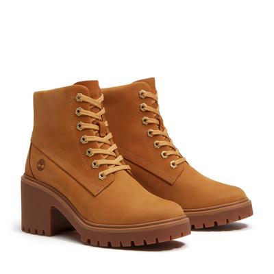 Schnürboots TIMBERLAND "STONE HEIGHTS - MID LACE BOOT", Damen, Gr. 38,5, Synthetik, braun (wheat nubuck), Leder, Schuhe Schnürboots
