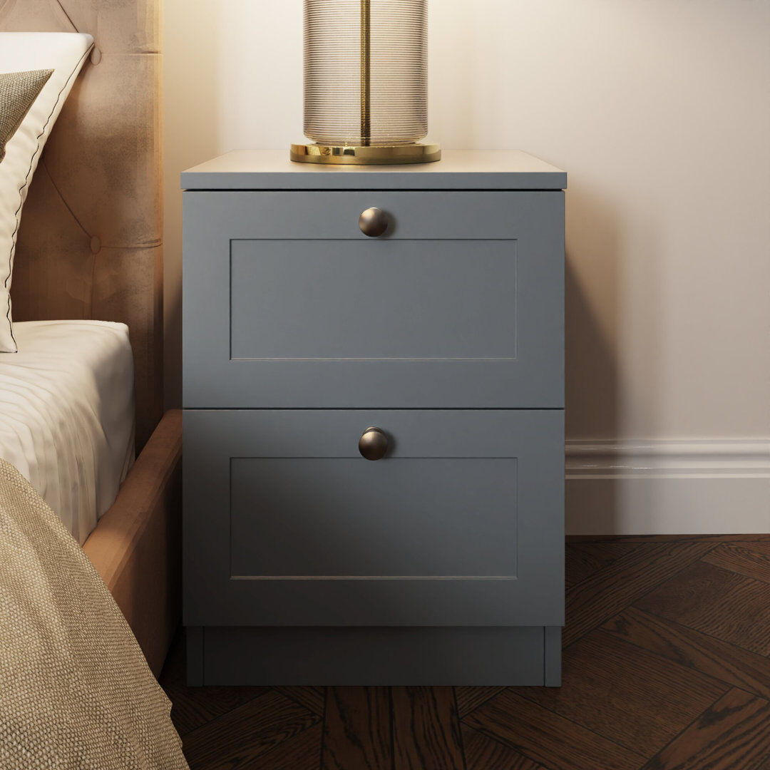 17 Stories Artus Shaker 2 Drawer Bedside Table Nightstand Matt Grey Gray 55cm H X 40cm W X 40cm D