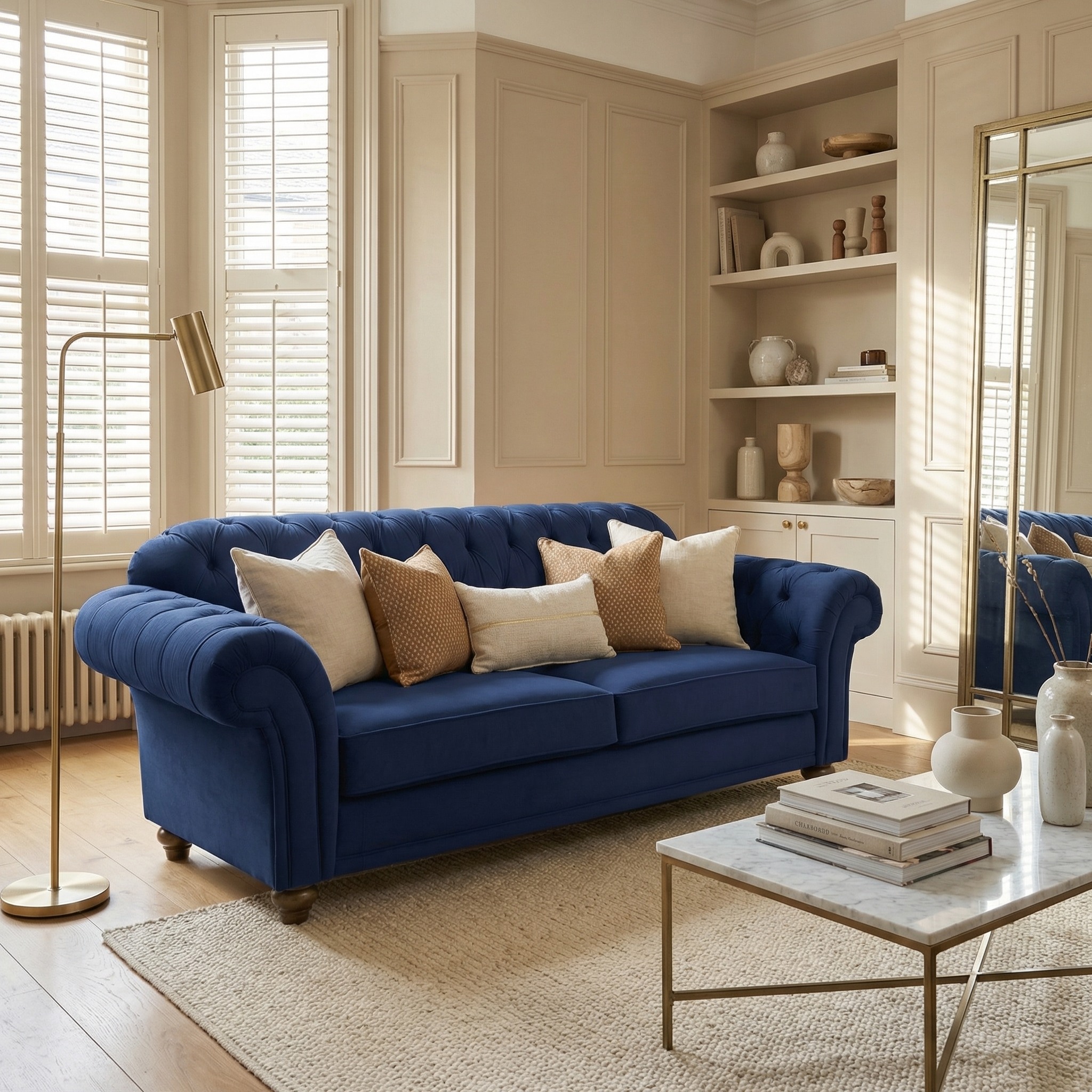 Sofa Style Chesterfield 2 Seat Velvet Sofa in Royal Blue