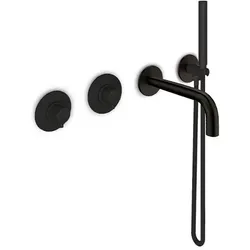 JEE-O slimline 01 Wand-Badkombination mit Thermostat, Umsteller, struktur schwarz, 800-6473 800-6473