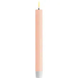 Deluxe Homeart LED 2er Set Stabkerze Real Flame, 24 cm, Ø 2,2 cm, 2er Set, rosa