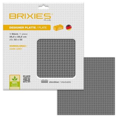 BRIXIES 225011 - Platte 32 x 32 Basic dunkel grau , Bauplatte, 1 Stück