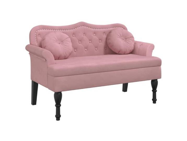 BEST-HOME Banc banquette bout de lit - avec coussins rose 120 5x65x75 cm velours 1parcel2752