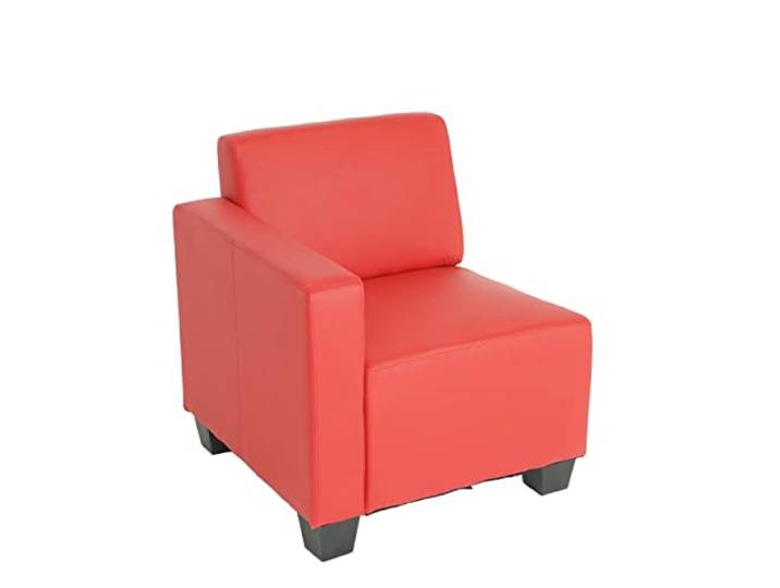 Mendler Modular Sofa-System Lyon, Kunstleder - Seitenteil links rot Sessel mit Armlehne Lyon