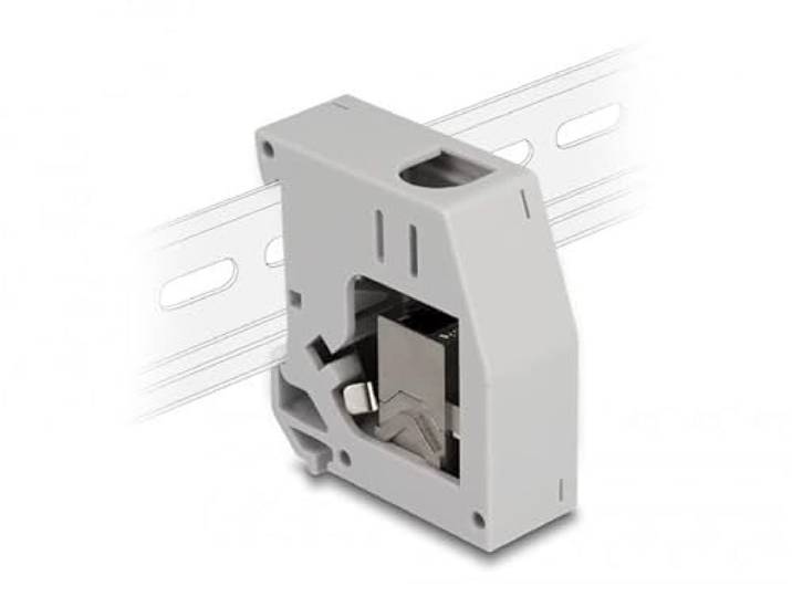 Delock DIN-rail adapter met Keystone module RJ45 bus naar RJ45 bus Cat.6A