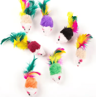 Inspire Curations FeatherChase Interactive Cat Toy Mouse With Colorful Feathers random 5pcs