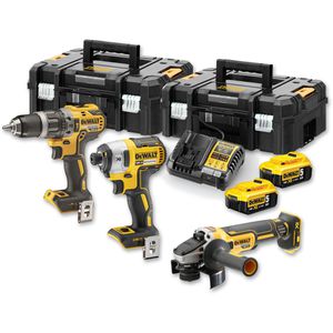 DeWalt Combo-Kit DCK384P2T-QW, 18V Akku, inkl. DCD796, DCF887, DCG405, 2 Akkus, Lader & 2 Koffer