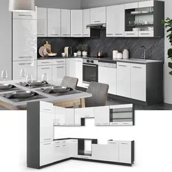 Vicco Küchenzeile Fame-Line Eckküche Winkel Küche Einbau Weiß Hochglanz