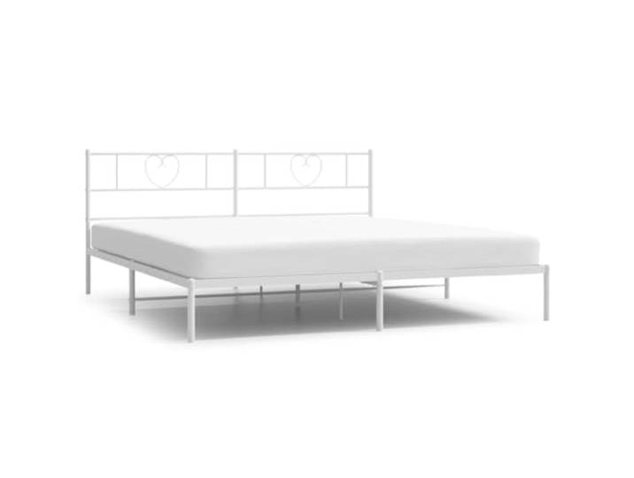 KKgypkn Metallbett 200x200 cm mit Kopfteil, Bettgestell aus pulverbeschichtetem Stahl in Weiß, inklusive Lattenrost und Mittelfüßen für optimale Unterstützung und zusätzlichen Stauraum