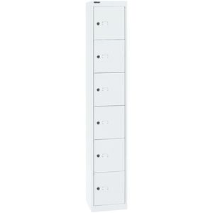 Bisley Schließfachschrank CLK 126, weiß, 6 Fächer, Stahl, 30 x 180cm, mit Zylinderschloss