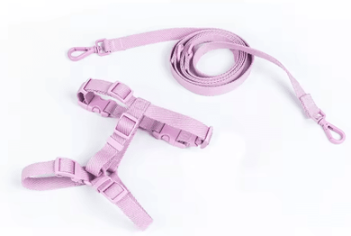 Inspire Picks Macaron Dual Head Pet Harness & Leash Set Adjustable Vest For Small & Medium Dogs lavender l