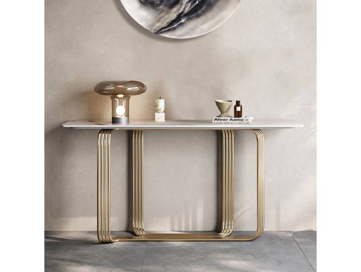 Tables consoles de luxe au design minimaliste, style italien simple et classique, avec plateau en marbre, meubles consoles nordiques